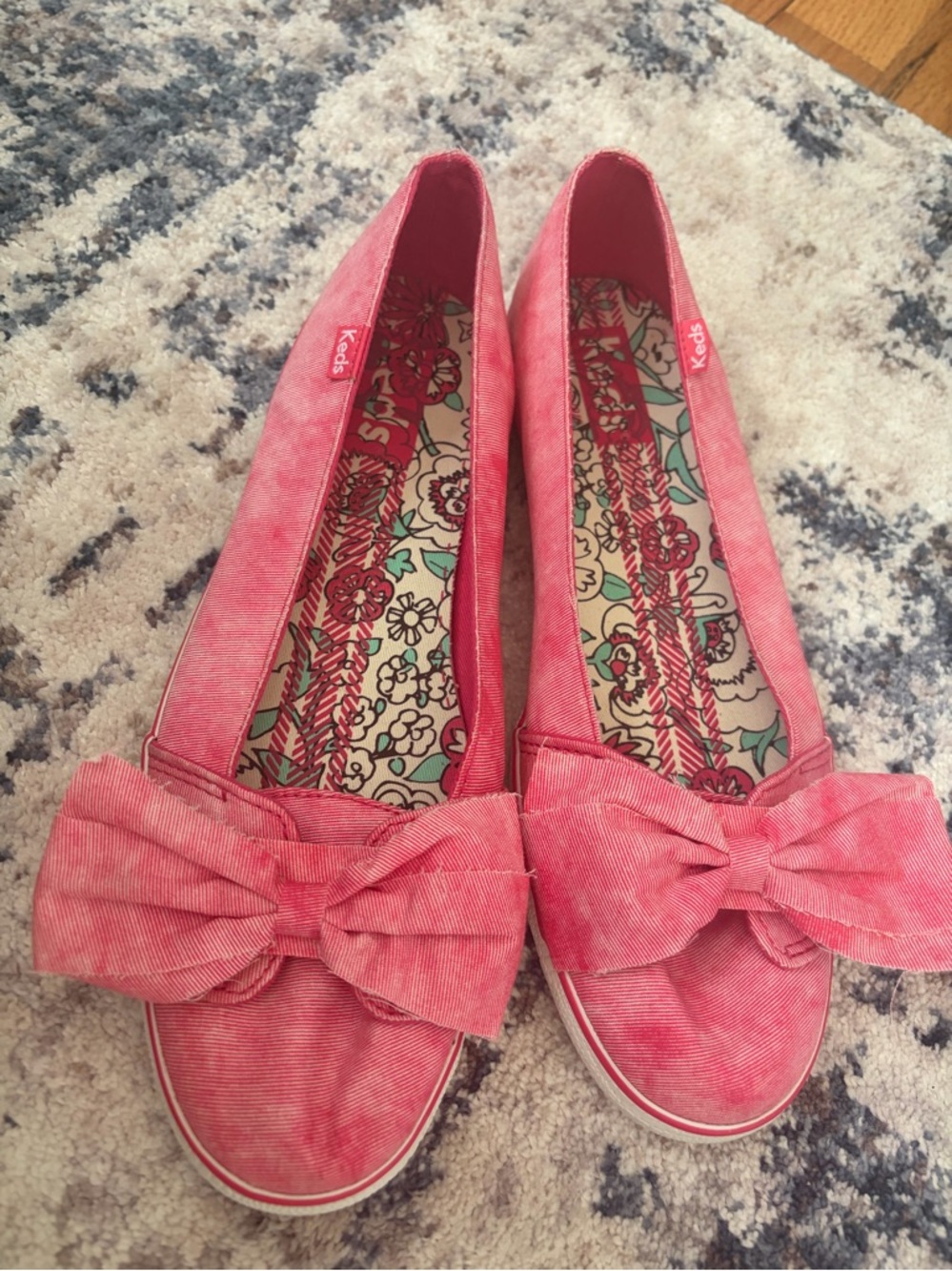 Keds Women's Coral Pink Bow Slip-On Flats